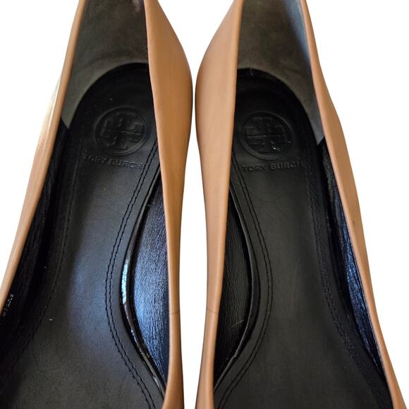 Tory Burch Leather Wedge Slip On Cap Toe Ballet Flats Shoes GUC 6.5 - Picture 6 of 11